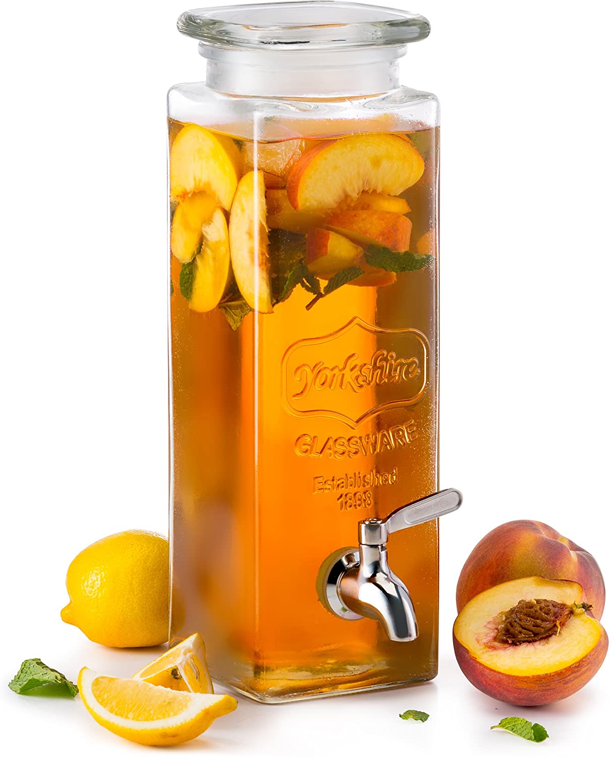 KooK Tall Square Glass Beverage Dispenser